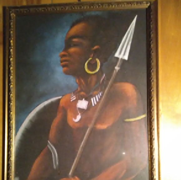 African people village original oil on canvas landscape painting 🎨🖌️ - Picture 1 of 4